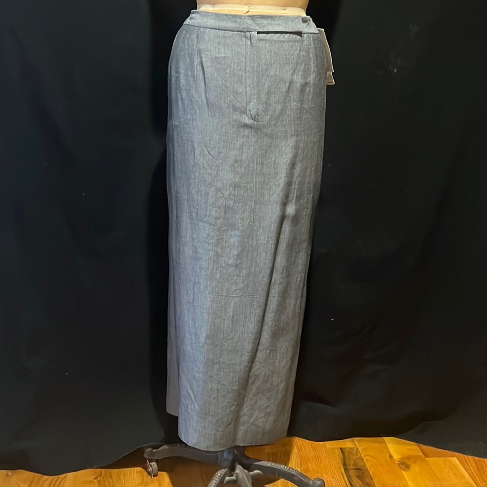 Jones New York “granite” linen/rayon menswear style straight skirt-pockets-NWT